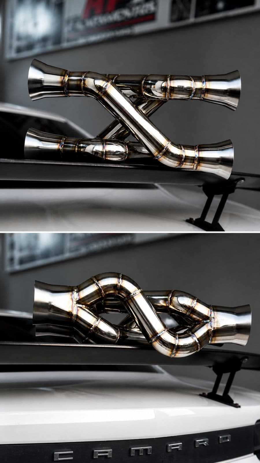 X-pipe em inox polido fabricado sob medida